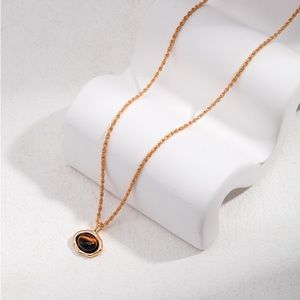 New 925 Sterling Silver Gold-tone Tiger’s eye necklace Jewelry women